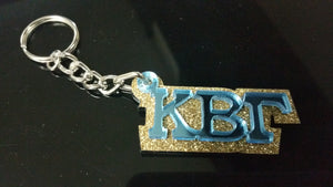 Kappa Beta Gamma - Blue Mirror on Gold Glitter Keychain