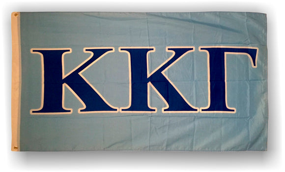 Kappa Kappa Gamma - 3'x5' Polyester Flag with Blue Letters on Light Blue