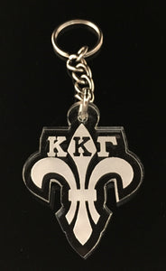 Kappa Kappa Gamma - Fleur De Lis Etched Acrylic Keychain with Letters