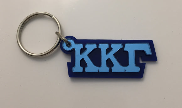 Kappa Kappa Gamma - Acrylic Keychain with Baby blue Mirror on Royal Blue Acrylic