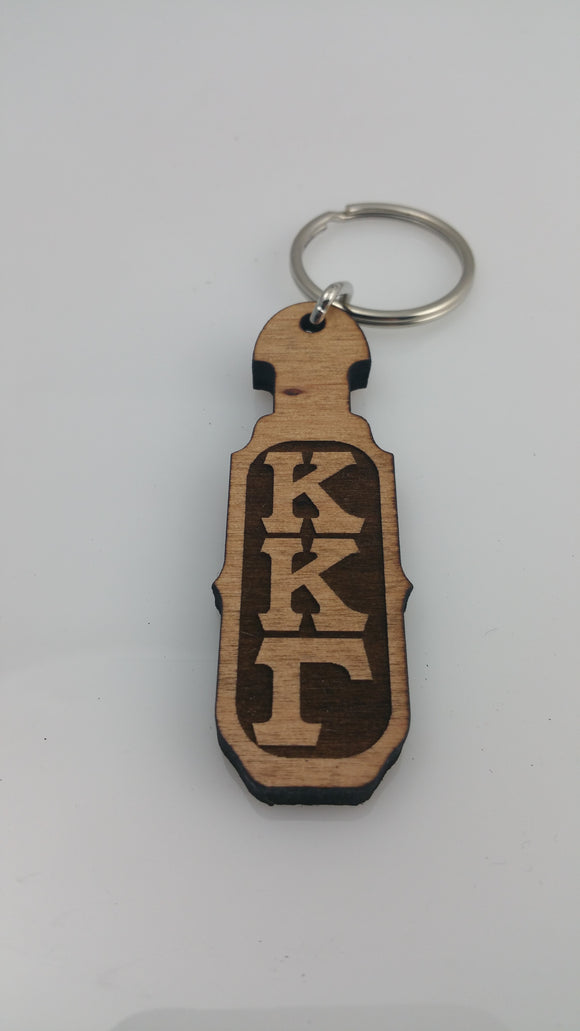 Kappa Kappa Gamma-Paddle Keychain, Laser Engraved; Maple & Walnut-01-KEY-PDL