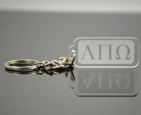 Alpha Pi Omega-Rectangular Etched Acrylic Keychain-APW-02-KEY-RCT