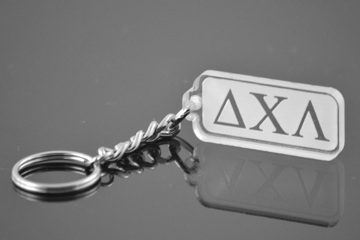 Delta chi lambda keychain acrylic with greek letters dcl 02 key rct