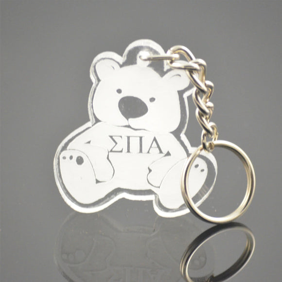 Sigma Pi Alpha-Keychain; Acrylic, Etched-SPA-02-KEY-CUT-BEAR