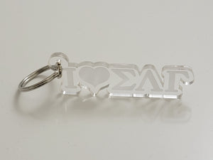 Sigma Lambda Gamma-Keychain, Love, Clear Acrylic, Laser Etched-SLG-02-KEY-LUV