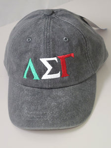 Lambda Sigma Gamma - Vintage Cap with Leather Strap and Tricolor Embroidery