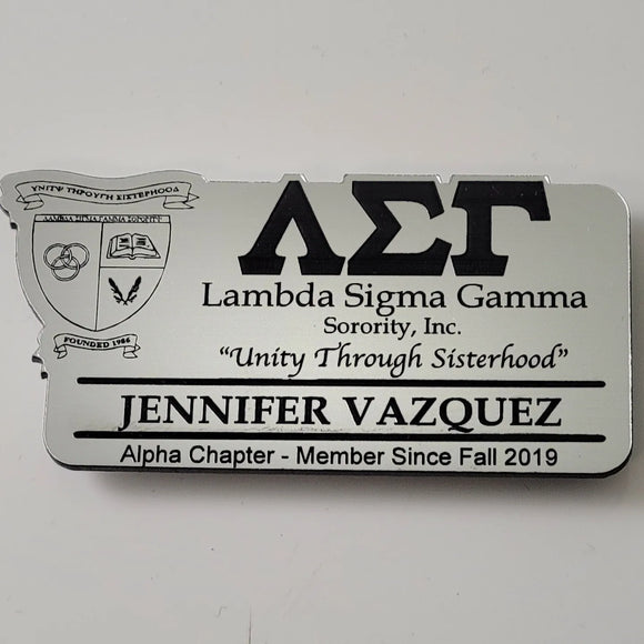 Lambda Sigma Gamma - Name Badge for Events and Meetings - Silver - LSG-BDG-MAG