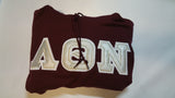 Lambda Theta Nu - Burgundy Hoodie with Silver Letters - Double Stitched