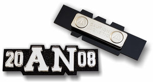 Alpha Nu - Name Badge, Magnetic - Mirror on Black Glitter