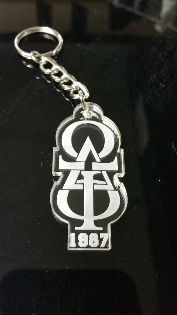 Omega Delta Phi - Acrylic Key Chain with Interlocking Letters