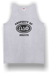 Omega Delta Phi - Athletic Style Tank Top with Distressed Printing