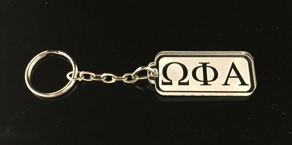 Omega Phi Alpha - Etched Rectangular Acrylic Keychain with Letters
