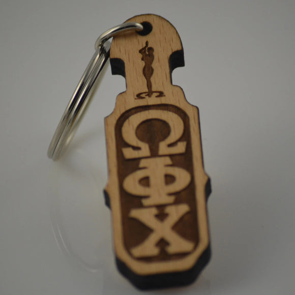 Omega Phi Chi-Paddle Keychain, Wood, Laser Engraved-WFC-01-KEY-PDL