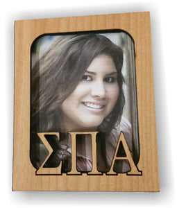 Sigma Pi Alpha-Magnetic Picture Frame; Lase Engraved 2" X 3"-ELLA-01-PICFRM-MAG