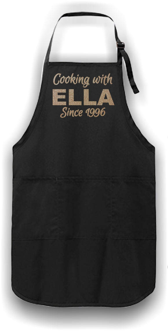 Sigma Pi Alpha- Port Authority® Easy Care Full-Length Apron with Stain Release-SPA-A703-APRON-BLK-GLDGLTR