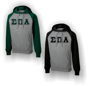 Sigma Pi Alpha - Raglan Colorblock Pullover Hooded Sweatshirt with Letters-ELLA-ST267-HDSW
