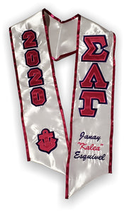 Sigma Lambda Gamma-Graduation Stole with Letters and Shield-SLG-STL