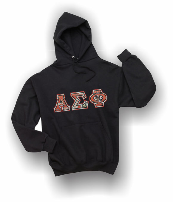 Alpha Sigma Phi - Hooded Sweatshirt with Fraternal Flag, Embroidered (Double Stitched) - 4997M JERZEES® SUPER SWEATS®