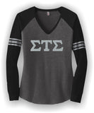 Sigma Tau Sigma-District ® Women’s Game Long Sleeve V-Neck Tee-STS-DM477