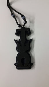 Tau Psi Omega - Black Leatherette on Black Acrylic