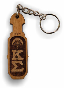Kappa Sigma-Paddle Keychain, Laser Engraved; Maple & Walnut-01-KEY-PDL